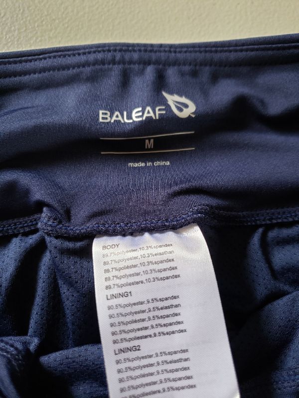 Photo 2 of BALEAF Women's 5 Inches Running Shorts, Pocketed, Back Zipper, Navy, Size M.