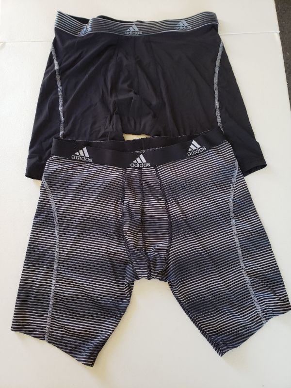 Photo 1 of Adidas Men's Boxer Briefs, 2 Pair, Size L 36-38, Black & Grey Colors. Missing Package