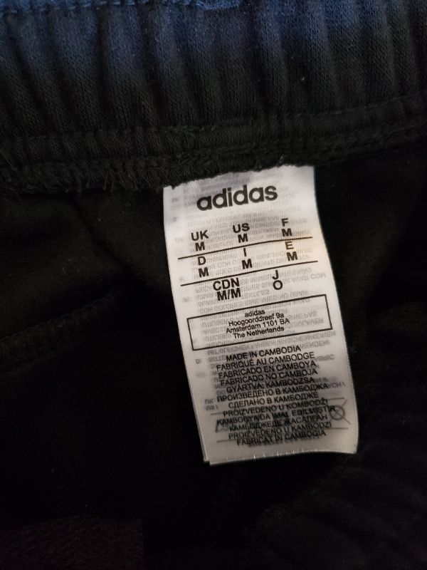 Photo 2 of Adidas Sweat Pants, Black & White, Size M. Pre-Worn Return Item.