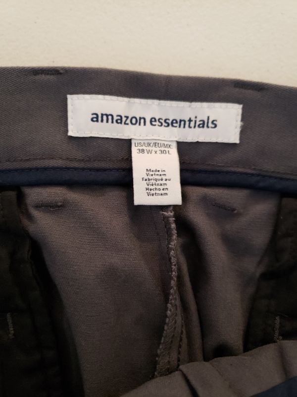 Photo 2 of Amazon Essentials Men's Grey Khaki Style Pant Size 38x30. Pre-Worn.