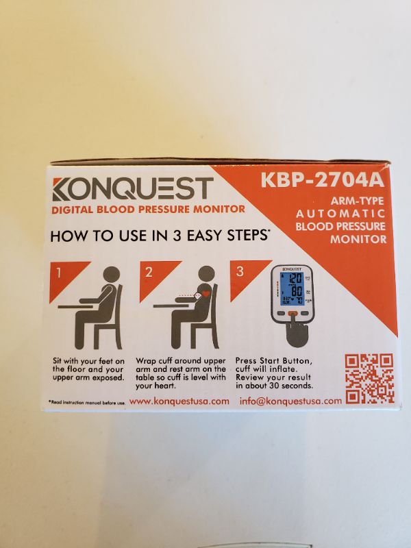 Photo 3 of Konquest KBP-2704A Automatic Upper Arm Blood Pressure Monitor - Accurate