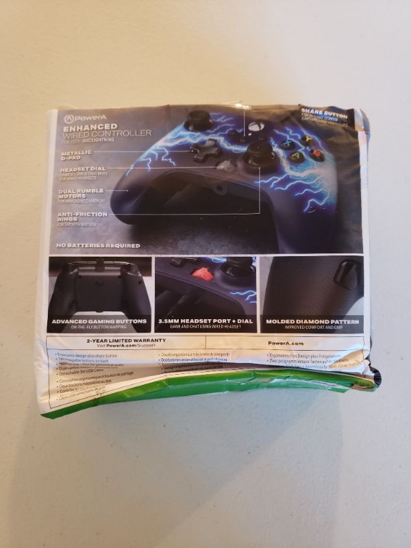 Photo 3 of PowerA Enhanced Wired Controller for Xbox Series X|S - Arc Lightning, Gamepad, Wired Video Game Controller, Gaming Controller, Xbox Series X|S - Xbox Series X. Box Damage.
