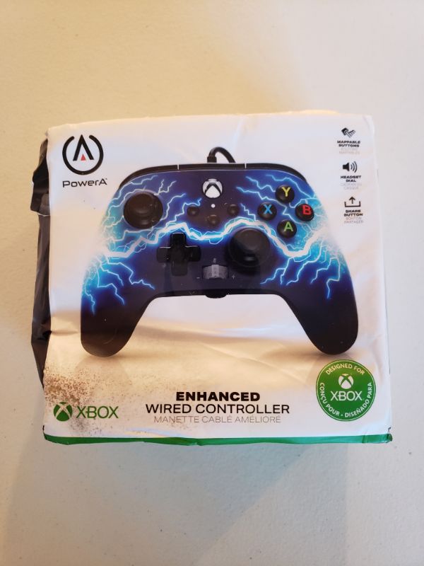 Photo 1 of PowerA Enhanced Wired Controller for Xbox Series X|S - Arc Lightning, Gamepad, Wired Video Game Controller, Gaming Controller, Xbox Series X|S - Xbox Series X. Box Damage.
