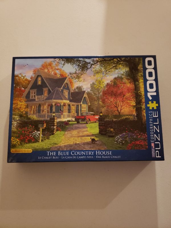 Photo 1 of EuroGraphics The Blue Country House by Dominic Davison 1000-Piece Puzzle. Open Box, Prior Assembly. May Be Missing Pieces.