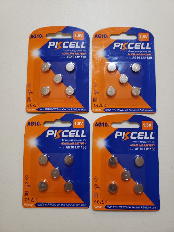 Photo 1 of 389 390 189 L1131 LR1130 LR54 Alkaline Button Cell Battery for Thermometer, 5Pcs/Card,Total 15pc. LOT OF 4 PACKS.
