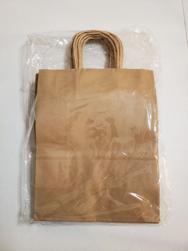 Photo 2 of Bags4U Kraft Paper Bags with Handles Bulk - 1-5Pcs Paper Bags for Small Business, Brown Paper Gift Bags & Paper Shopping Bags - 8 x 4.25 x 10.5cm. PACK OF 15 BAGS.
