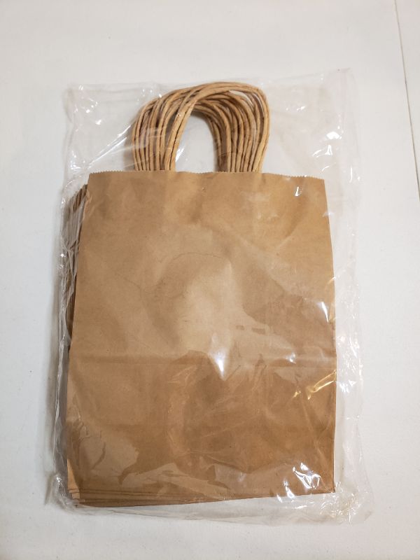 Photo 2 of Bags4U Kraft Paper Bags with Handles Bulk - 1-5Pcs Paper Bags for Small Business, Brown Paper Gift Bags & Paper Shopping Bags - 8 x 4.25 x 10.5cm. PACK OF 15 BAGS.
