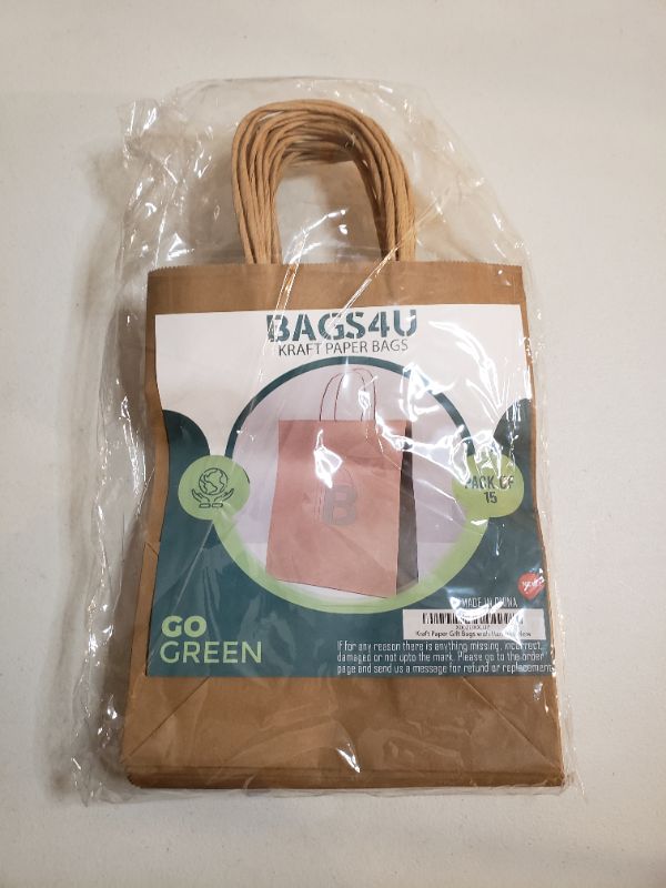 Photo 1 of Bags4U Kraft Paper Bags with Handles Bulk - 1-5Pcs Paper Bags for Small Business, Brown Paper Gift Bags & Paper Shopping Bags - 8 x 4.25 x 10.5cm. PACK OF 15 BAGS.
