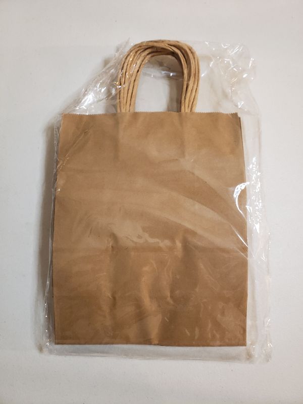 Photo 2 of Bags4U Kraft Paper Bags with Handles Bulk - 1-5Pcs Paper Bags for Small Business, Brown Paper Gift Bags & Paper Shopping Bags - 8 x 4.25 x 10.5cm. PACK OF 15 BAGS.
