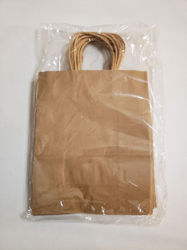 Photo 2 of Bags4U Kraft Paper Bags with Handles Bulk - 1-5Pcs Paper Bags for Small Business, Brown Paper Gift Bags & Paper Shopping Bags - 8 x 4.25 x 10.5cm. PACK OF 15 BAGS.
