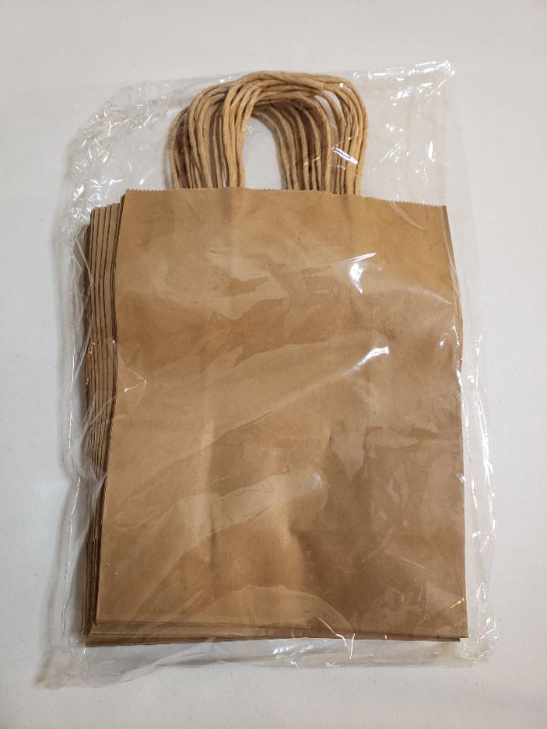 Photo 2 of Bags4U Kraft Paper Bags with Handles Bulk - 1-5Pcs Paper Bags for Small Business, Brown Paper Gift Bags & Paper Shopping Bags - 8 x 4.25 x 10.5cm. PACK OF 15 BAGS.
