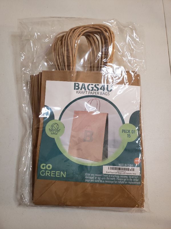 Photo 1 of Bags4U Kraft Paper Bags with Handles Bulk - 1-5Pcs Paper Bags for Small Business, Brown Paper Gift Bags & Paper Shopping Bags - 8 x 4.25 x 10.5cm. PACK OF 15 BAGS.
