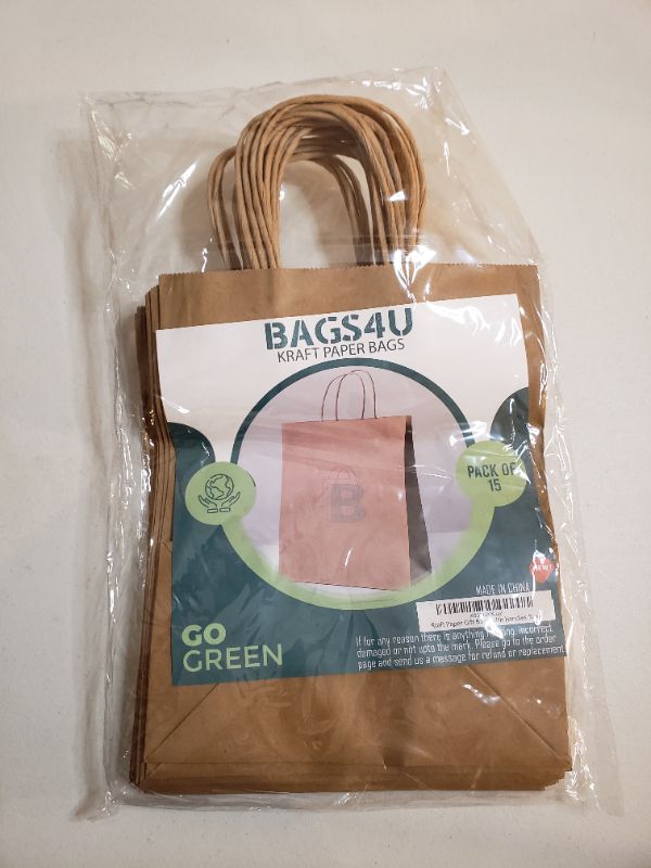 Photo 1 of Bags4U Kraft Paper Bags with Handles Bulk - 1-5Pcs Paper Bags for Small Business, Brown Paper Gift Bags & Paper Shopping Bags - 8 x 4.25 x 10.5cm. PACK OF 15 BAGS.
