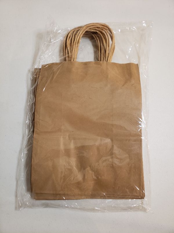 Photo 2 of Bags4U Kraft Paper Bags with Handles Bulk - 1-5Pcs Paper Bags for Small Business, Brown Paper Gift Bags & Paper Shopping Bags - 8 x 4.25 x 10.5cm. PACK OF 15 BAGS.
