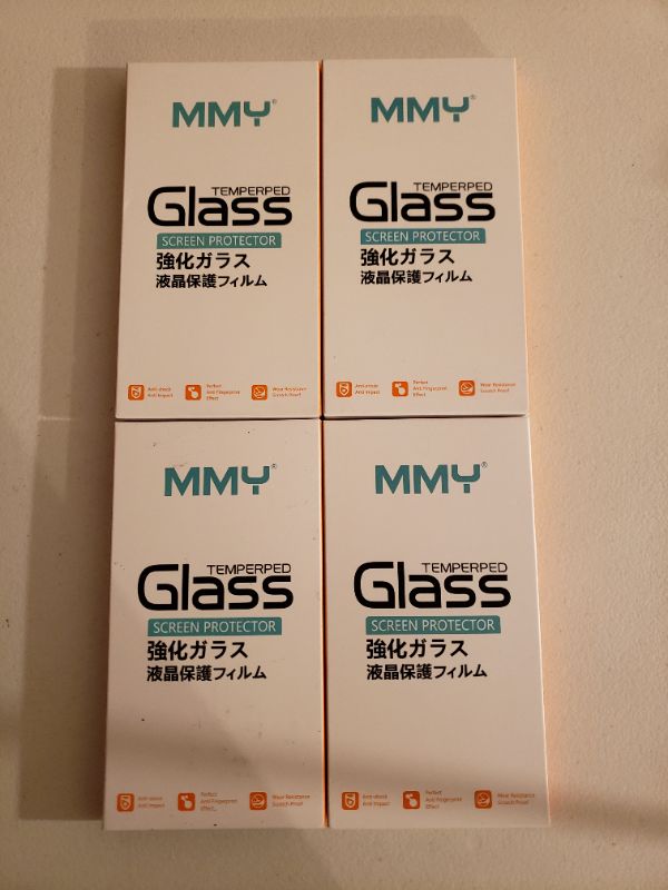 Photo 1 of MMY Tempered Glass Screen Protectors, 9H Hardness Clear, Lot of 4 Boxes.