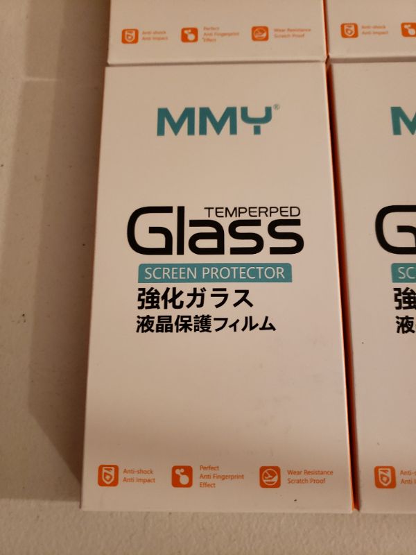 Photo 2 of MMY Tempered Glass Screen Protectors, 9H Hardness Clear, Lot of 4 Boxes.