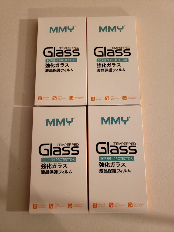 Photo 1 of MMY Tempered Glass Screen Protectors, 9H Hardness Clear, Lot of 4 Boxes.