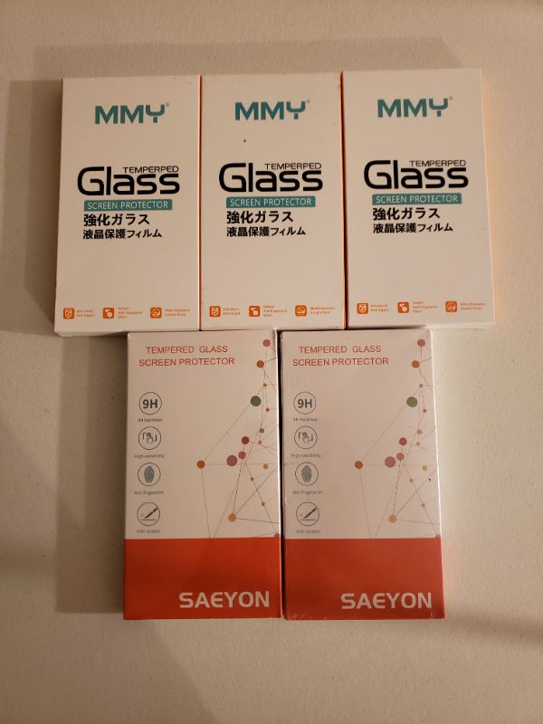 Photo 1 of Tempered Glass Screen Protectors, 9H Hardness Clear, Lot of 5 Boxes.