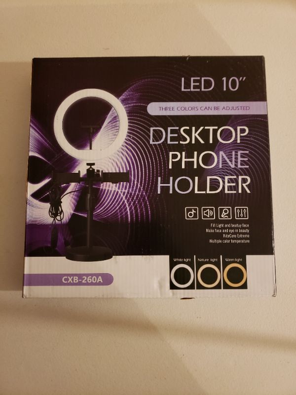 Photo 1 of LED Desktop Phone Holder Ring Light model CXB-260A, 3 Colors Adjustable.