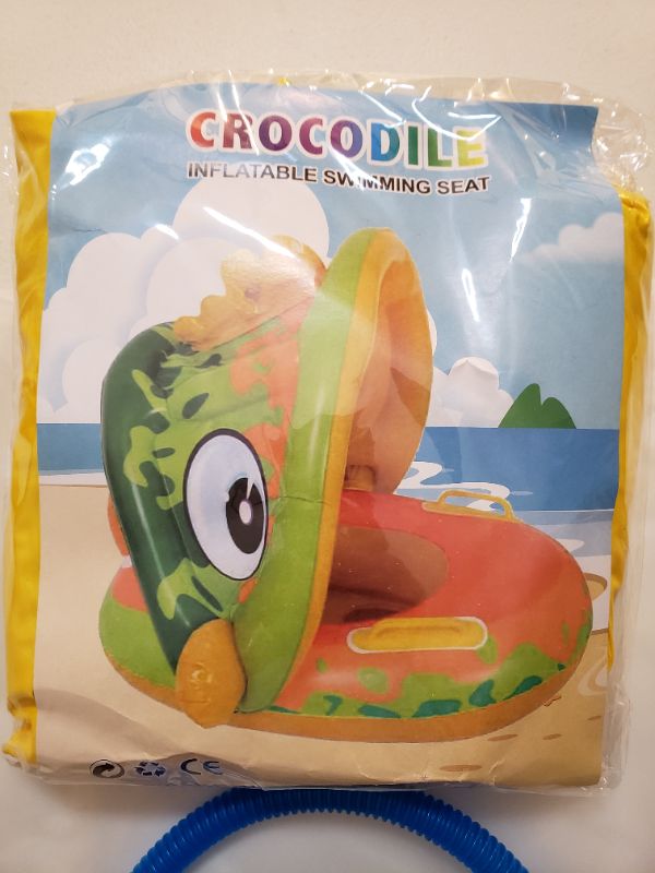 Photo 1 of Crocodile Inflatable Swimming Seat With Sun Canopy For Children.