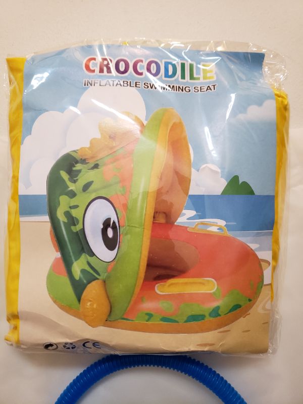 Photo 1 of Crocodile Inflatable Swimming Seat With Sun Canopy For Children.