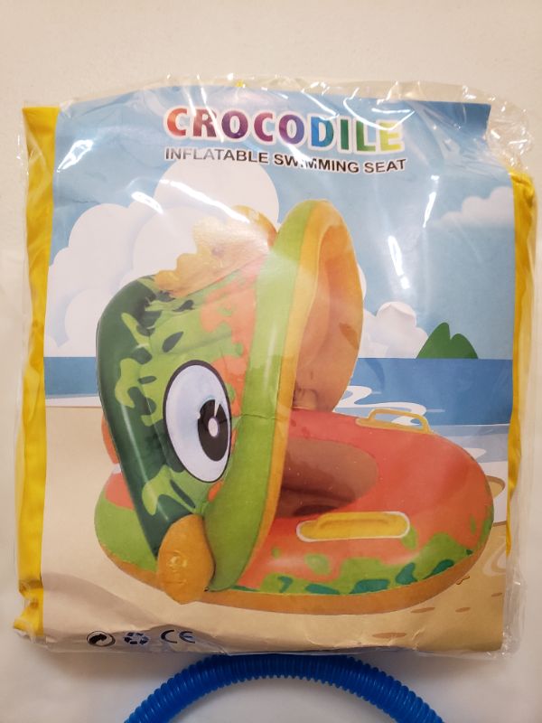 Photo 1 of Crocodile Inflatable Swimming Seat With Sun Canopy For Children.