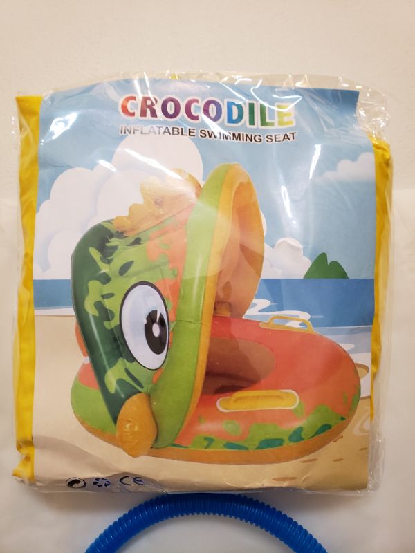 Photo 1 of Crocodile Inflatable Swimming Seat With Sun Canopy For Children.