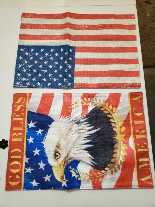 Photo 1 of American Pride Burlap Style Home Decor Flags, Approx. 12x18