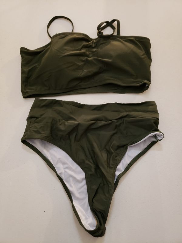 Photo 1 of Women's 2 Piece Bikini Style Swim Suit, Size L, Green.