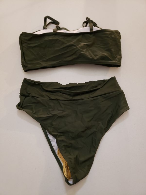 Photo 2 of Women's 2 Piece Bikini Style Swim Suit, Size L, Green.