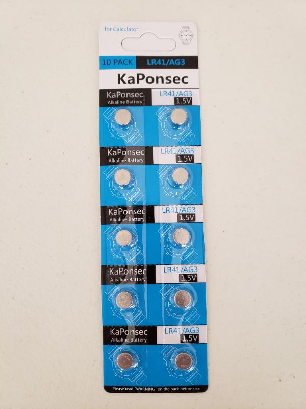 Photo 2 of KaPonsec LR41/AG3 Battery. 60 batteries. Lot of 3 10 Packs.