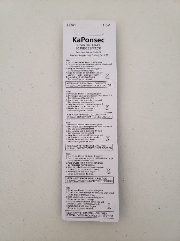 Photo 3 of KaPonsec LR41/AG3 Battery. 60 batteries. Lot of 3 10 Packs.