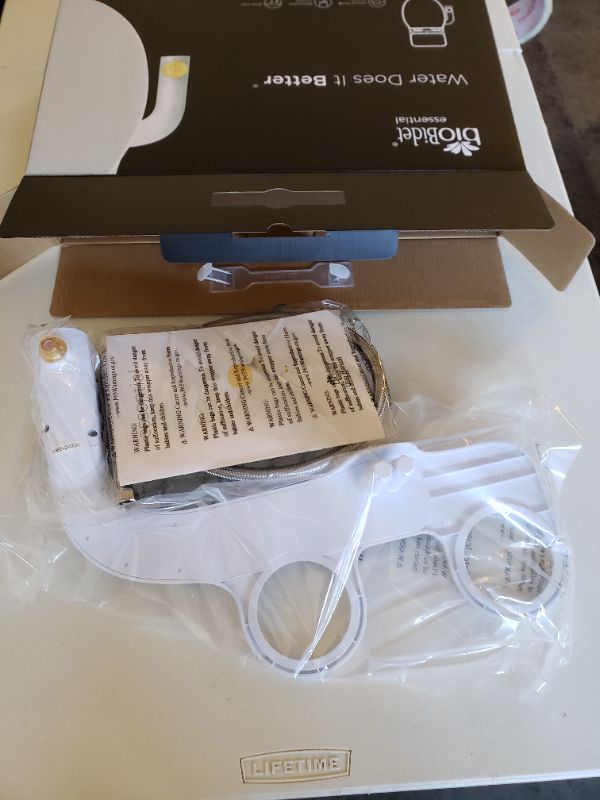 Photo 1 of Bio Bidet Essential Simple Bidet Toilet Attachment in White with Dual Nozzle, Fresh Water Spray, Non Electric, Easy to Install, Brass Inlet and Internal Valve
