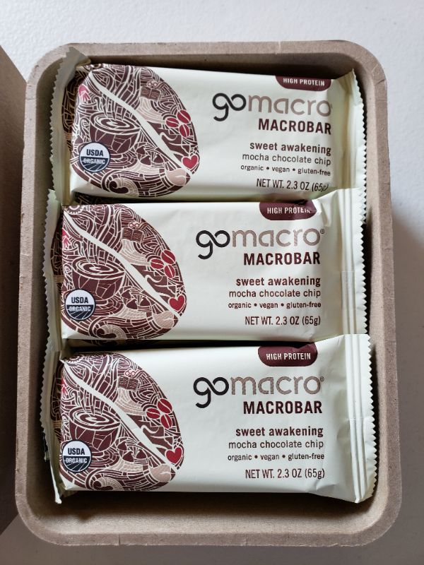 Photo 2 of GoMacro MacroBar Organic Vegan Protein Bars - Mocha Chocolate Chip (2.3 Ounce Bars. Best By Aug 2021.