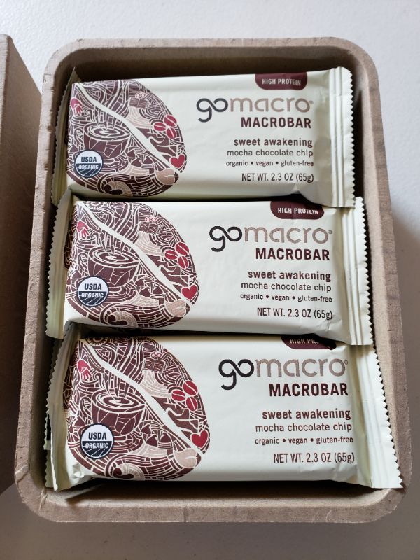 Photo 2 of GoMacro MacroBar Organic Vegan Protein Bars - Mocha Chocolate Chip (2.3 Ounce Bars. Best By Aug 2021