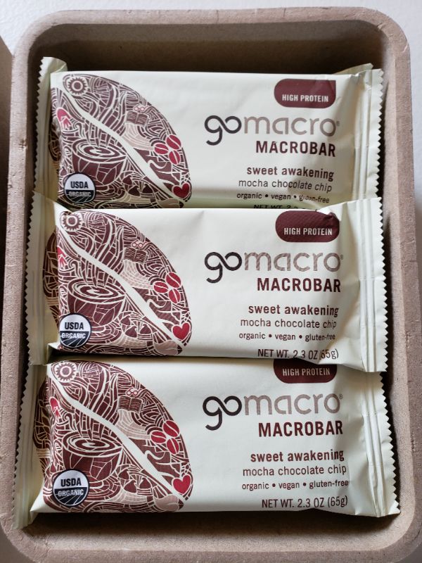 Photo 2 of GoMacro MacroBar Organic Vegan Protein Bars - Mocha Chocolate Chip (2.3 Ounce Bars. Best By Sep. 2021.