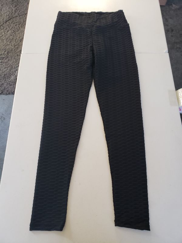 Photo 2 of Blivener Butt Lifting Leggings for Women Workout High Waisted Tummy Control Textured Yoga Pants, Black, Size Small.
