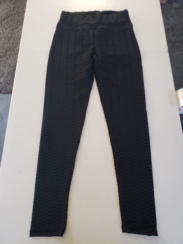 Photo 2 of Blivener Butt Lifting Leggings for Women Workout High Waisted Tummy Control Textured Yoga Pants, Black, Size Small.
