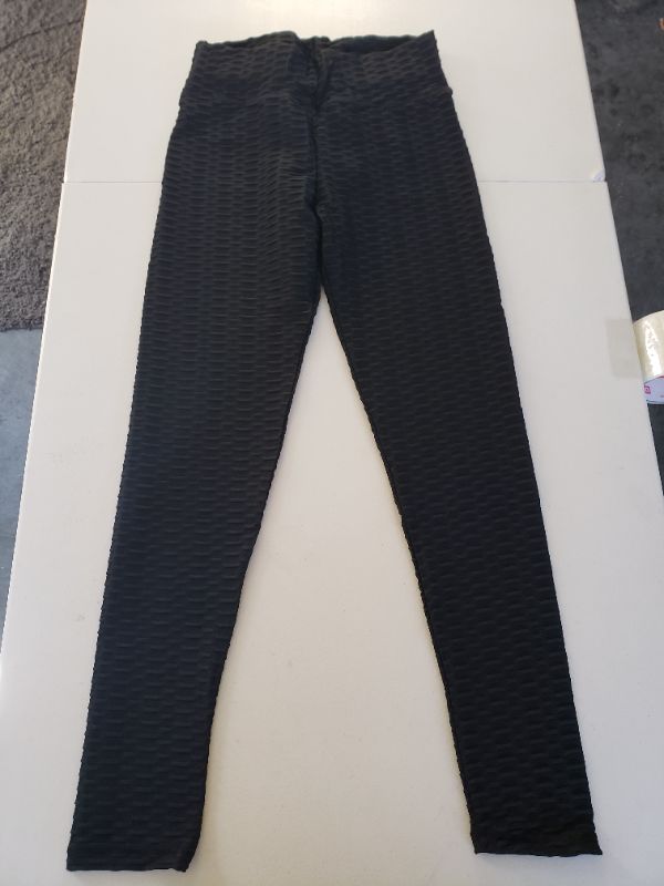 Photo 2 of Blivener Butt Lifting Leggings for Women Workout High Waisted Tummy Control Textured Yoga Pants, Black, Size Small.
