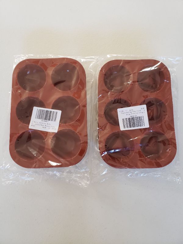 Photo 1 of 2 Pack of Baking Silicone Molds For Chocolate, Cake, Jelly, Pudding, Round Shape Half Sphere Non Stick with 6 Holes (Brown) LOT OF 2 PACKAGES, 4 TOTAL.
