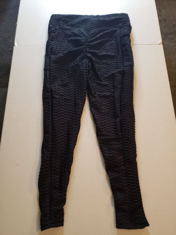 Photo 1 of Msicyness Tiktok Leggings Women's High Waist Yoga Pants Butt Lift Tummy Control Leggings Textured Scrunch Booty Tights, Black, Size Large.
