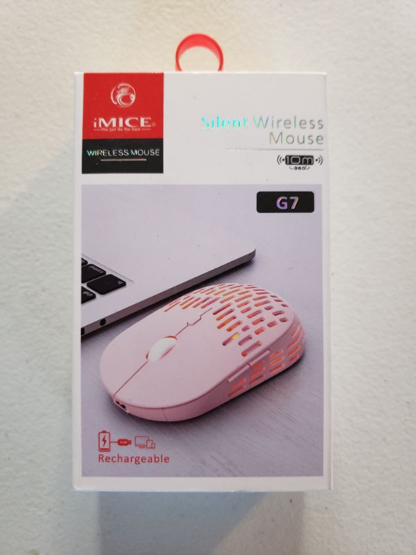 Photo 1 of Silent Wireless Mouse, G7, Rechargeable, Pink.