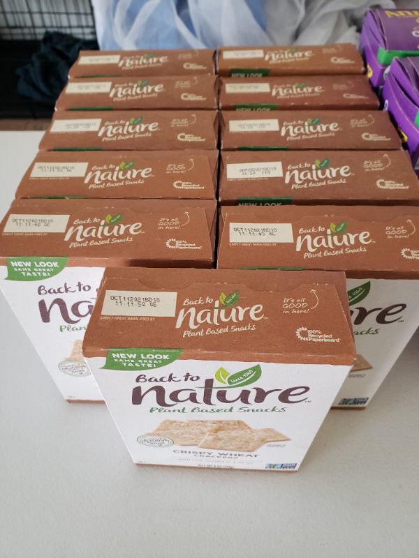 Photo 1 of Back to Nature Crackers, Non-GMO Crispy Wheat, 8 Ounce, 11 Boxes Total and ANNIE'S Homegrown Organic Cookie Bites, 10 Pack, 5 Boxes Total and CAFE DU MONDE 15oz. Can Of Coffee. Best By Dates SEP 2021. 
