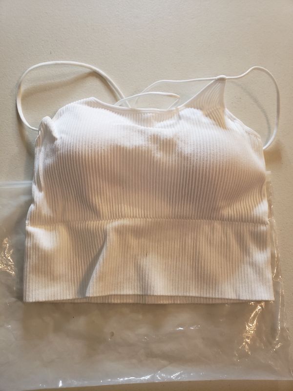 Photo 1 of Women's Sports Bra, White, Size XL.