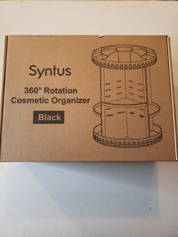 Photo 1 of SYNTUS 360 Rotation Cosmetic Organizer, Black.