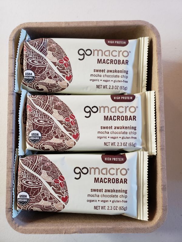 Photo 2 of GoMacro MacroBar Organic Vegan Protein Bars - Mocha Chocolate Chip (2.3 Ounce Bars. Best By Aug 2021.