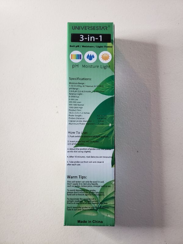 Photo 2 of 3 In 1 Soil pH/Moisture/Light Tester Tool Kit For Plant Care.