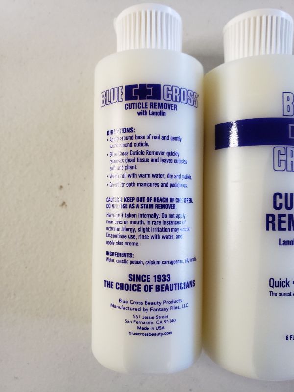 Photo 2 of Blue Cross Cuticle Remover 6 Oz (Original Version 1) LOT OF 3 BOTTLES.