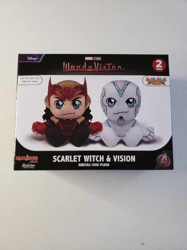 Photo 1 of Bleacher Creatures Marvel's WandaVision Limited Edition Kuricha Pack: Vision & Scarlet Witch Kuricha Plushies – Super Soft Chibi Inspired Toy
