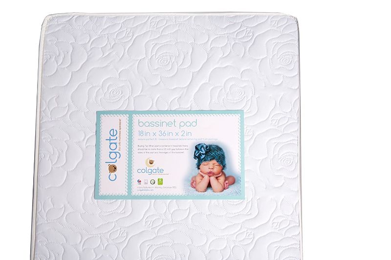 Photo 1 of Cradle/Bassinet Mattress by Colgate Mattress| Comfortable Design | Waterproof & Non-Toxic | GREENGUARD Gold Certified | 18" X 36" X 2"
